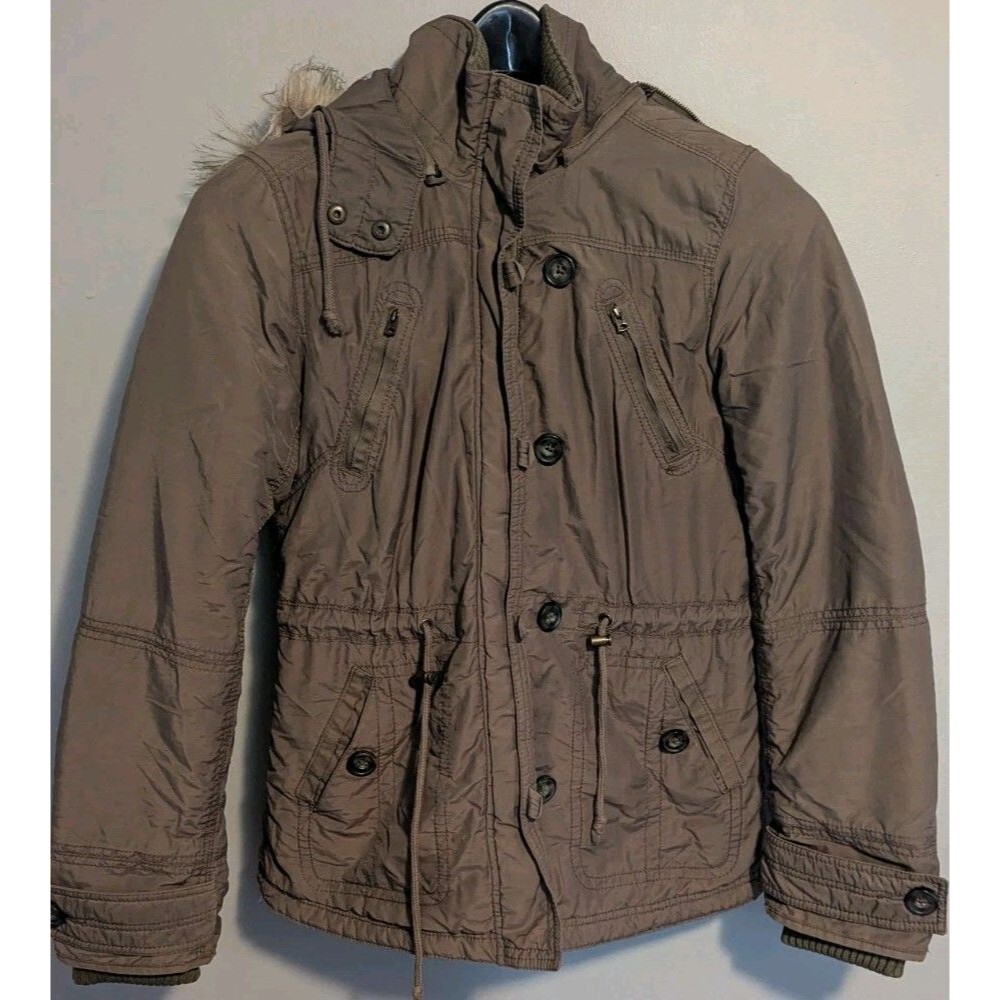 Y2K American Eagle Women's Brown Winter Coat Size Medium